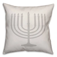 Gray Menorah 18x18 Spun Poly Pillow