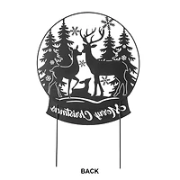 Glitzhome® 2.5ft. Metal Water Globe with Reindeer Family Silhouette Yard Stake
