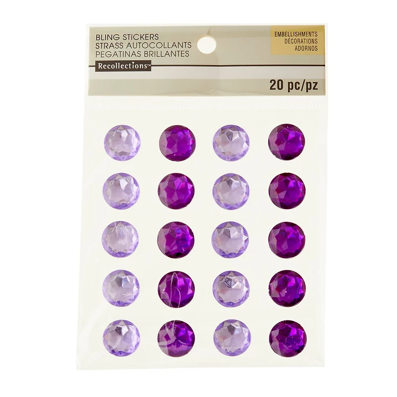 12 Packs: 20 ct. (240 total) Purple Combo Rhinestone Stickers by Recollections™