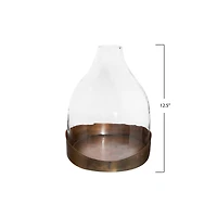 Hello Honey® Glass Cloche with Antique Copper Metal Tray