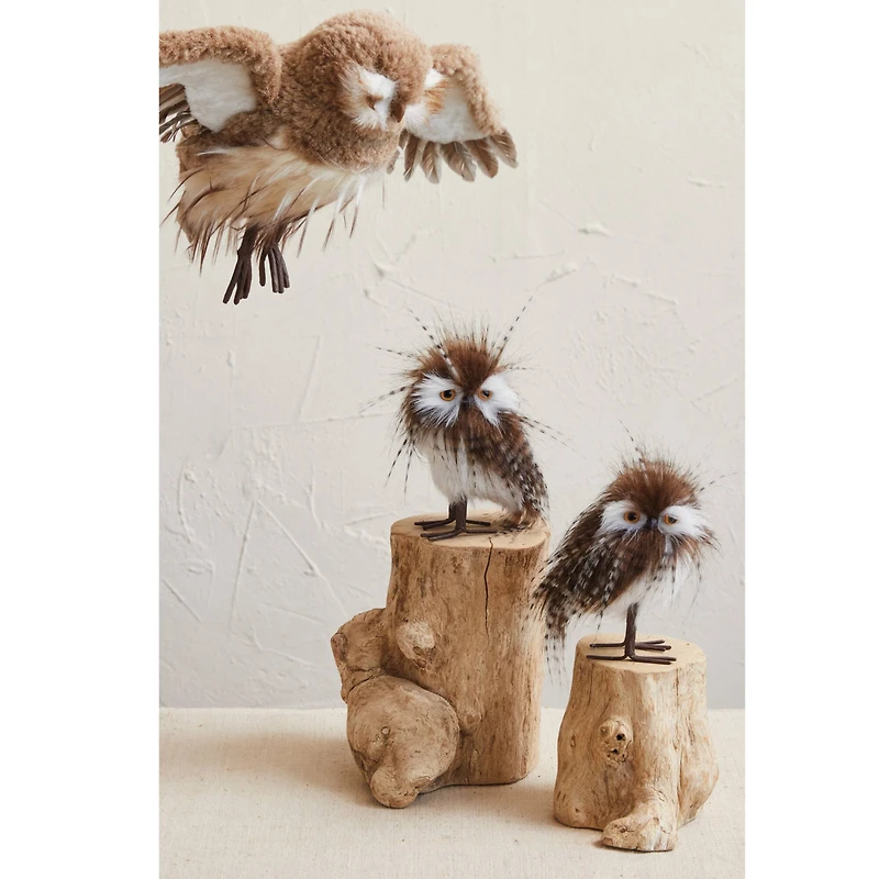 Hello Honey® 10.75" Brown Faux Fur & Feather Flying Owl Ornament