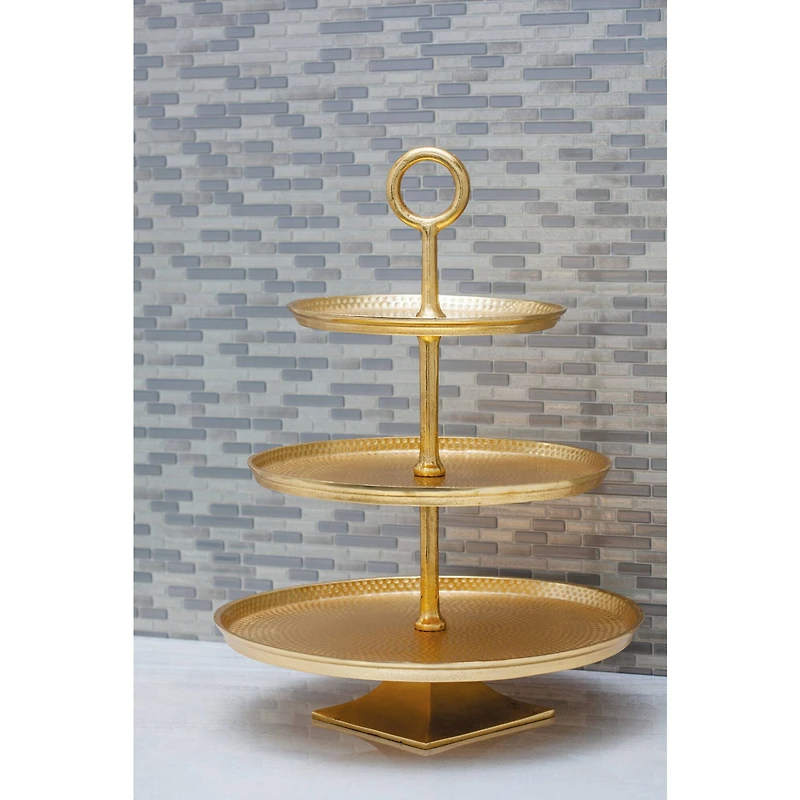 Gold Aluminum Glam 3-Tier Tray Stand
