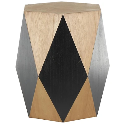 23.75" Brown Wood Geometric Diamond Accent Table with Black Accents