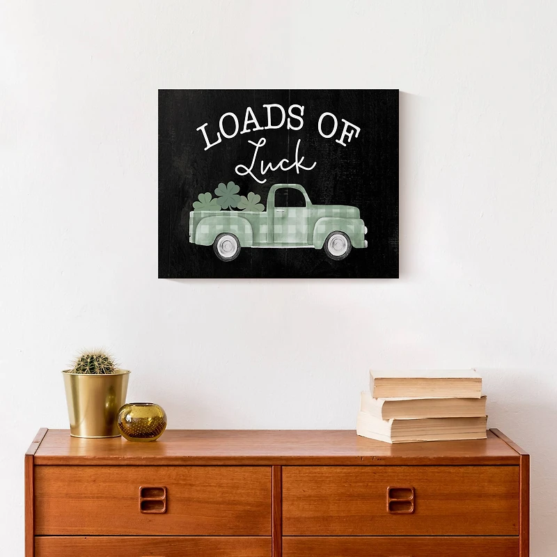 Loads Of Luck Plaid Truck 11" x 14" Canvas Wall Art