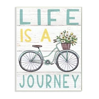 Stupell Industries Life's A Journey Blue Bicycle Flower Basket Wall Plaque