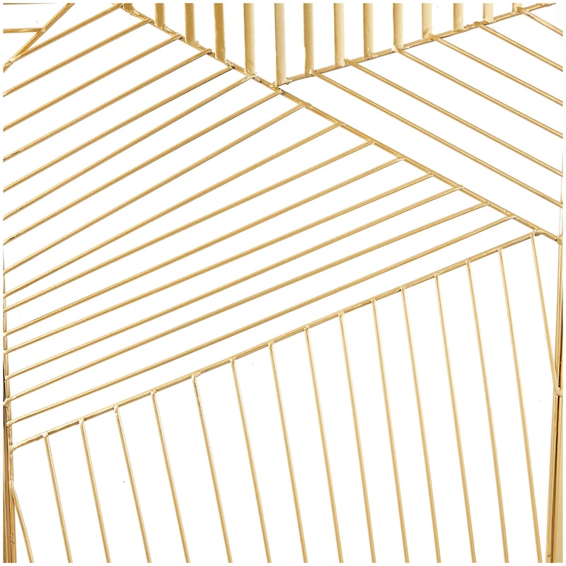 CosmoLiving by Cosmopolitan Gold Metal Geometric Wall Decor with Gold Frame Set of 3 16", 48"
