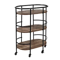Honey Can Do 3-Tier Black & Rustic Brown Rolling Bar & Serving Cart