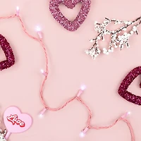 100ct Pure White LED Wide Angle Valentine's Day Lights 33ft Pink Wire