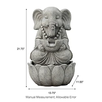 Glitzhome® 21.75" Zen-Style LED 2-Tier Elephant Outdoor Fountain