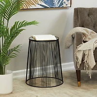 Black Metal Contemporary Accent Table, 22" x 18" x 18"