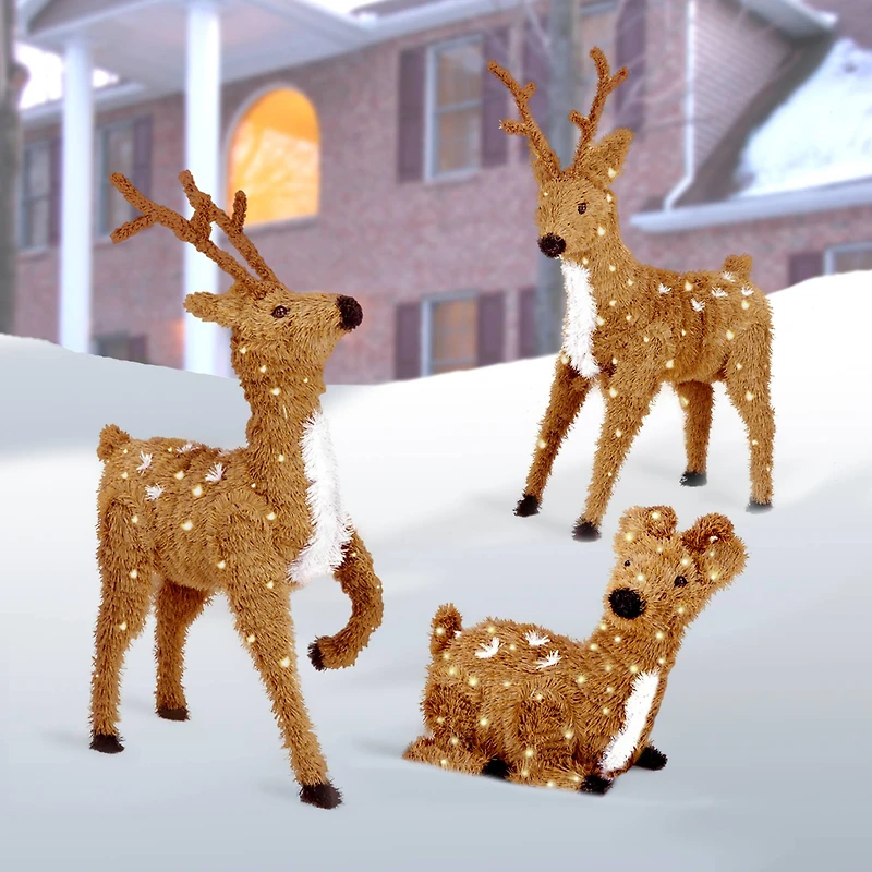 2ft. Brown Resting Reindeer with 100 Clear Lights