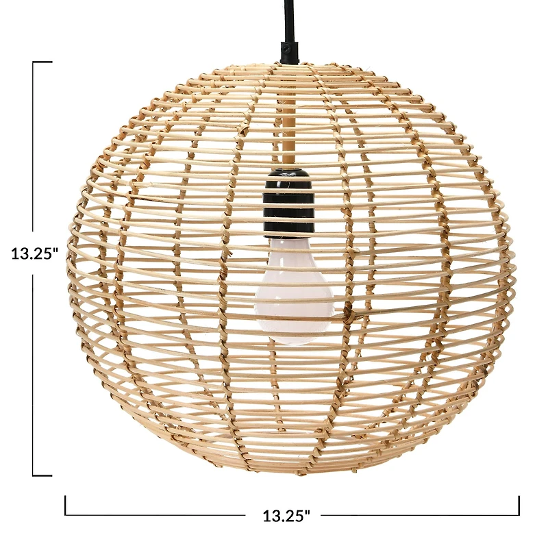 Hello Honey® Modern Boho Handwoven Rattan Globe Pendant Light