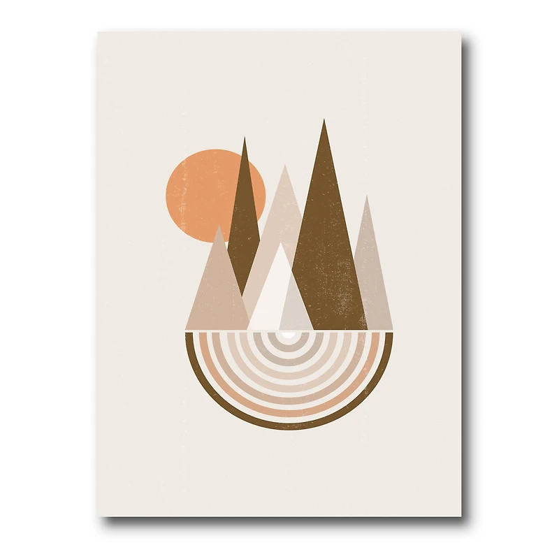 Designart - Minimalistic Mountain Landscape With Red Full moon