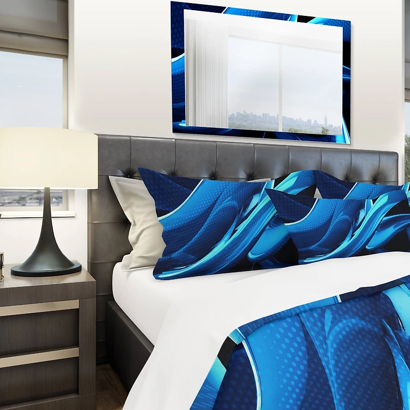 Designart 'Liquid Blue Abstract' Modern & Contemporary Bedding Set
