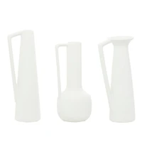 CosmoLiving by Cosmopolitan Set of 3 White Ceramic Modern Vase, 13", 12", 11"