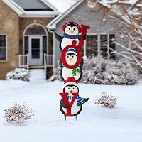 Glitzhome® 3.5ft. Metal Joy Penguin Yard Stake Set