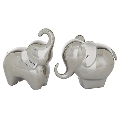 The Novogratz Silver Contemporary Elephant Sculpture Set