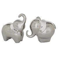 Silver Contemporary Elephant Sculpture Set