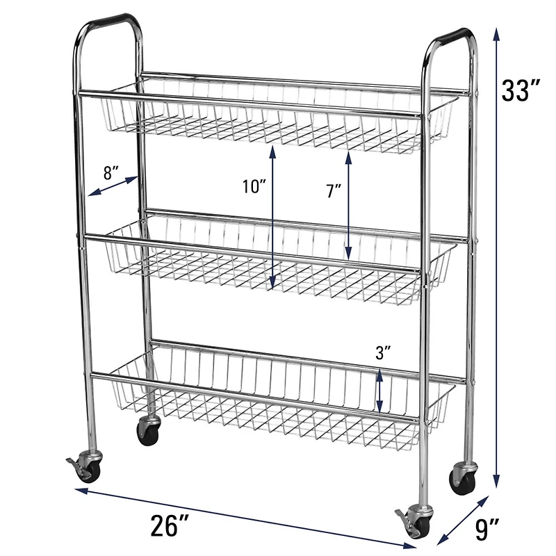 Household Essentials 33" Triple Tier Slim Storage Cart