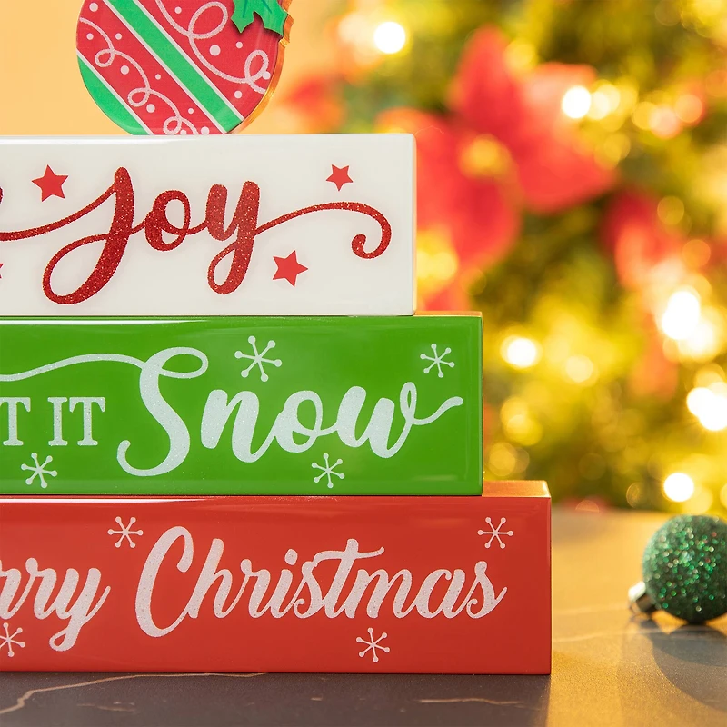 Glitzhome® 9.5" Christmas Wooden Block Word Sign