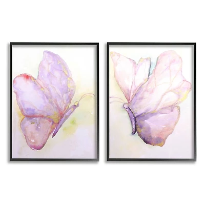 Stupell Industries Girls Glam Butterfly Wings Purple Gold Watercolor Framed Wall Art