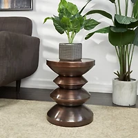 18" Copper Metal Art Deco Inspired Accent Table