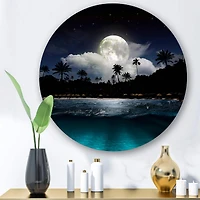 Designart - Fishing Boat Under Tropical Full Moon