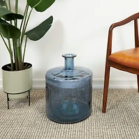18" Blue Recycled Glass Spanish Bottleneck Vase