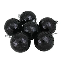 6ct. 3" Black Disco Glass Ball Ornaments