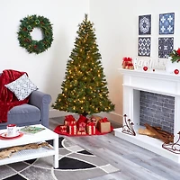 6ft. Pre-Lit Mount Hood Spruce Artificial Christmas Tree, Warm White LED Lights