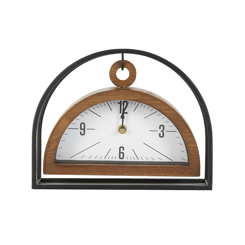 10.25" Brown Metal Suspended Clock with Black Frame