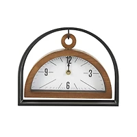 10.25" Brown Metal Suspended Clock with Black Frame