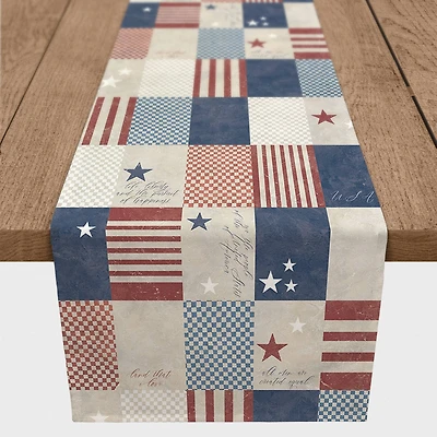 90" Patchwork Check Cotton Twill Table Runner