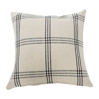 Hello Honey® 20'' Square Gray Plaid Cotton Pillow Cover