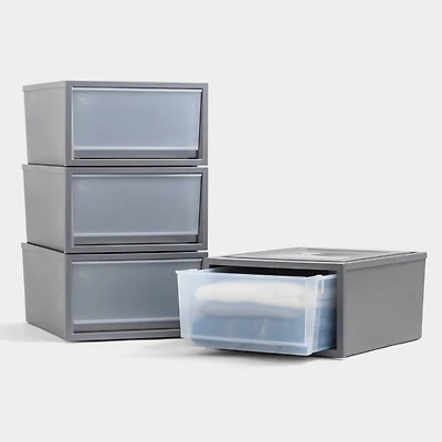 IRIS® Gray Stackable Storage Bin with Drawer