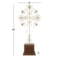 30" White Iron French Country Cross