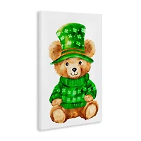 Stupell Industries St. Patty's Day Bear Canvas Wall Art