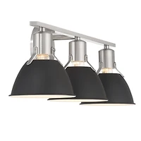Hello Honey® 24" Cooper Black & Nickel Metal 3-Light Vanity Light with Etched Glass Shades