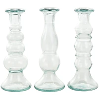 Clear Recycled Glass Candle Holder Set