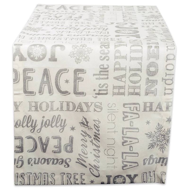 DII® 108" Silver Christmas Collage Table Runner
