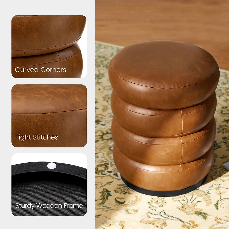 Glitzhome® 19.5" Coffee Brown Upholstered Storage Ottoman