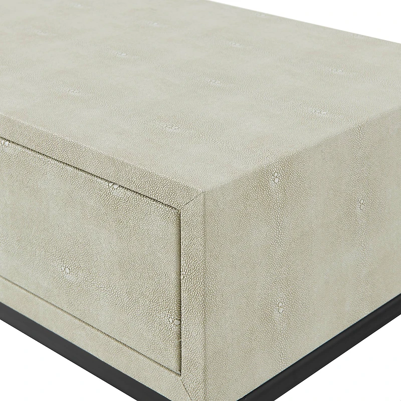 Walker Edison Off White 2-Drawer Faux Shagreen Entry Table