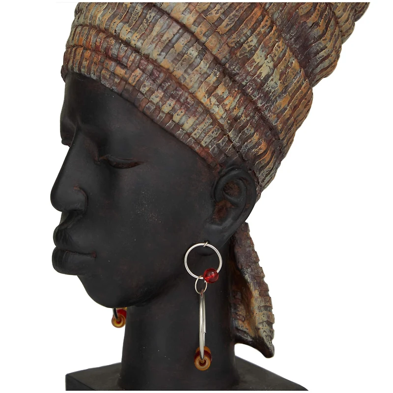 Black Polystone African Inspired Women Sculpture Set