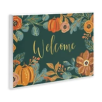 Stupell Industries Pumpkin Floral Harvest Welcome Sign Wall Plaque Art