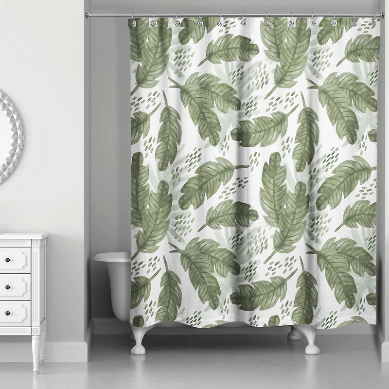 Tropical Leaves Pattern 71" x 74" Shower Curtain