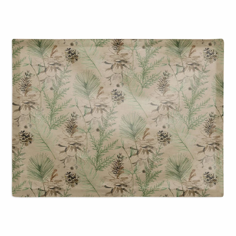 Pine Cones & Greenery on Brown Cotton Twill Placemat