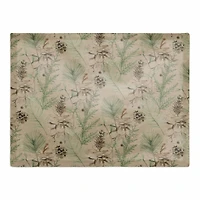 Pine Cones & Greenery on Brown Cotton Twill Placemat