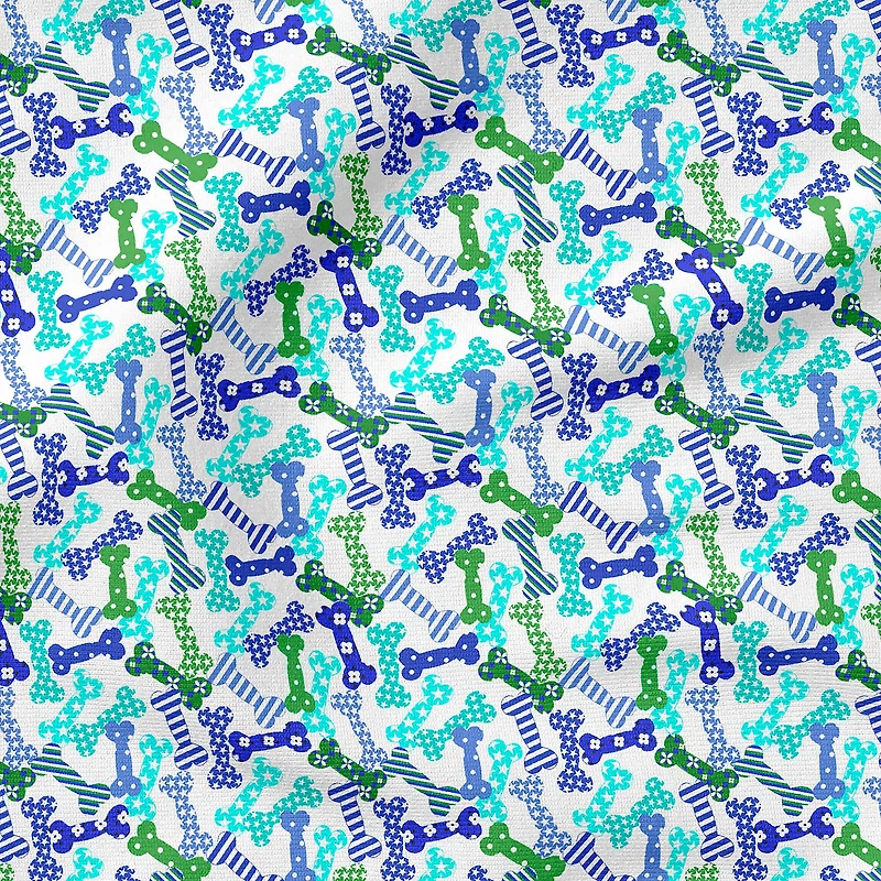 Fabric Editions White Puppy Bones Cotton Fabric