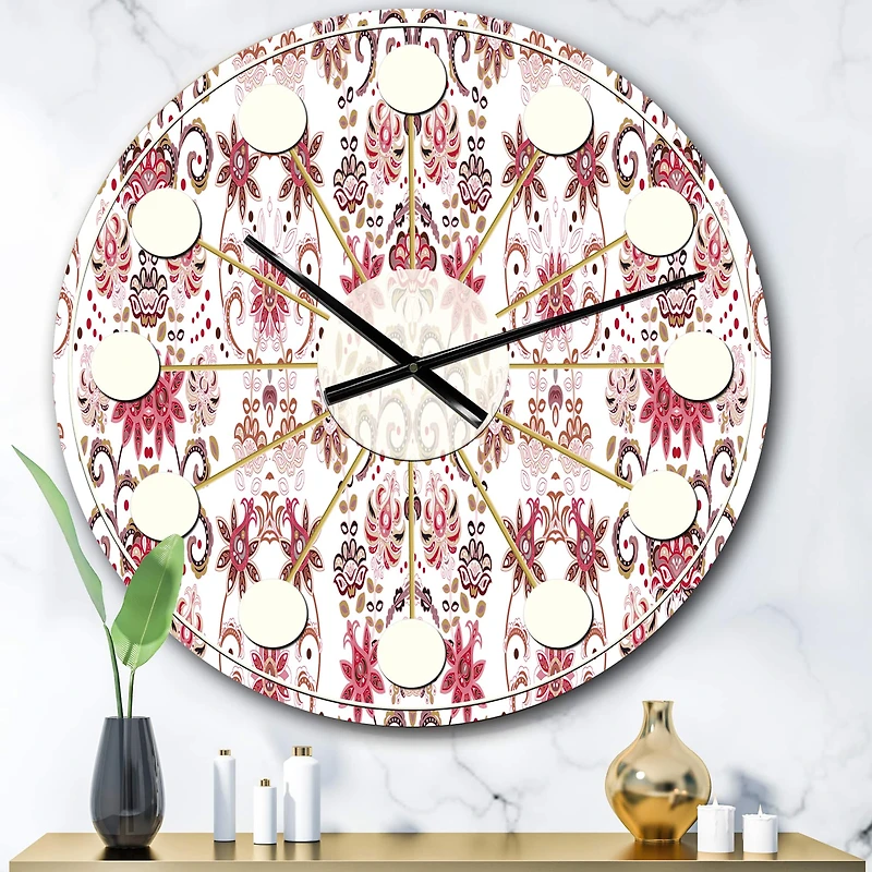 Designart 'Ornamental Retro Pattern Mid-Century Modern Wall Clock