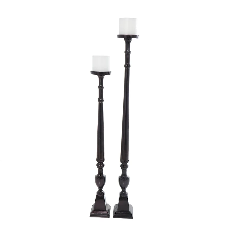 Aluminum Tall Floor Pillar Candle Holder Set